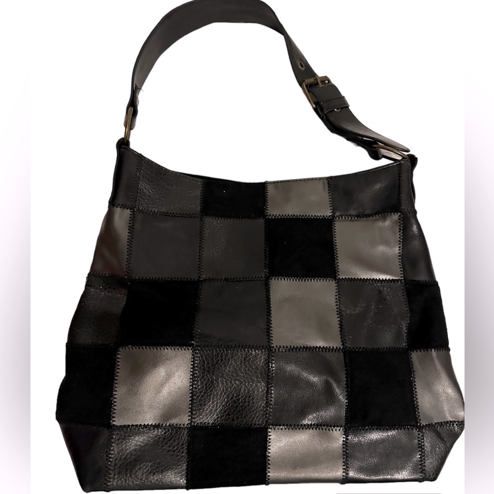 Y2K Black Patchwork Shoulder Bag